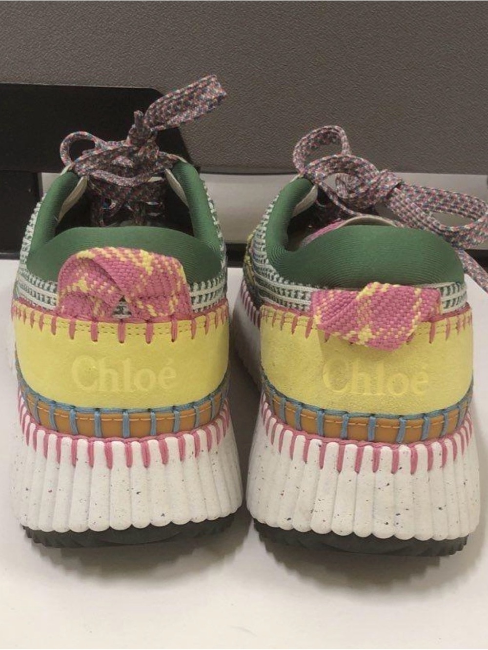 Chloe Size 39 US 9 - Multicolor Sneakers - Green, Yellow, Pink & Blue - worn 1X - Picture 2 of 7